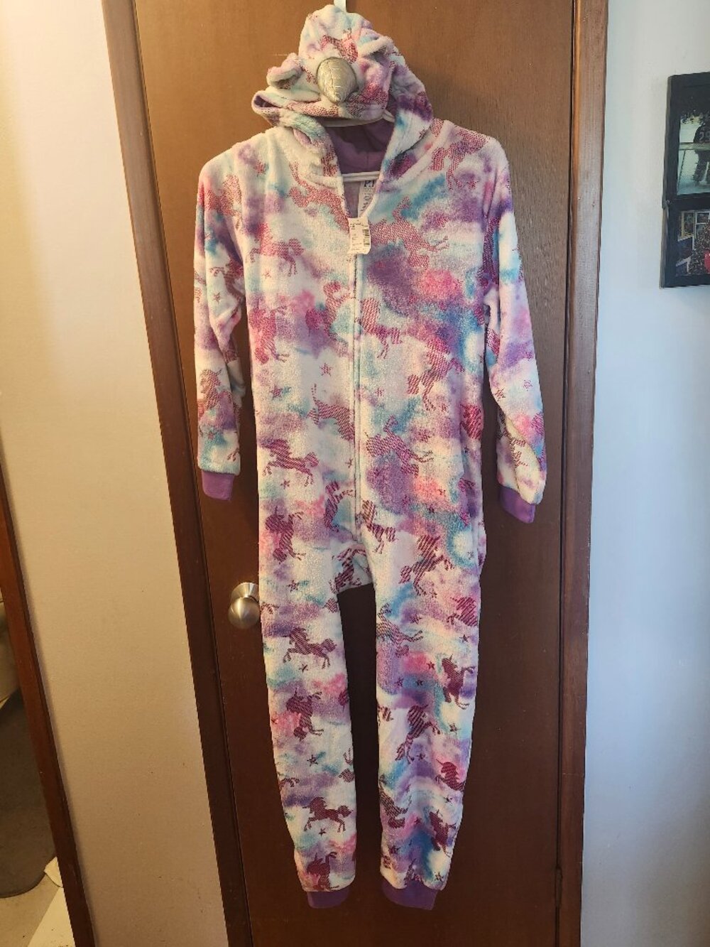 The Children's Place Girls' Long Sleeve Fleece Zip Up One Piece Pajama Unicorn